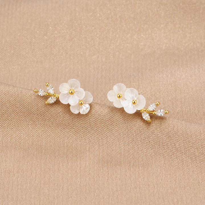 Pendientes Crystal Flor Blanco