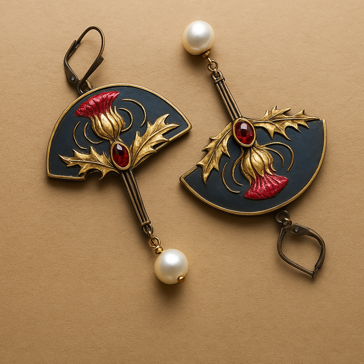 Pendientes Boho con Perlas y Cristal Rojo
