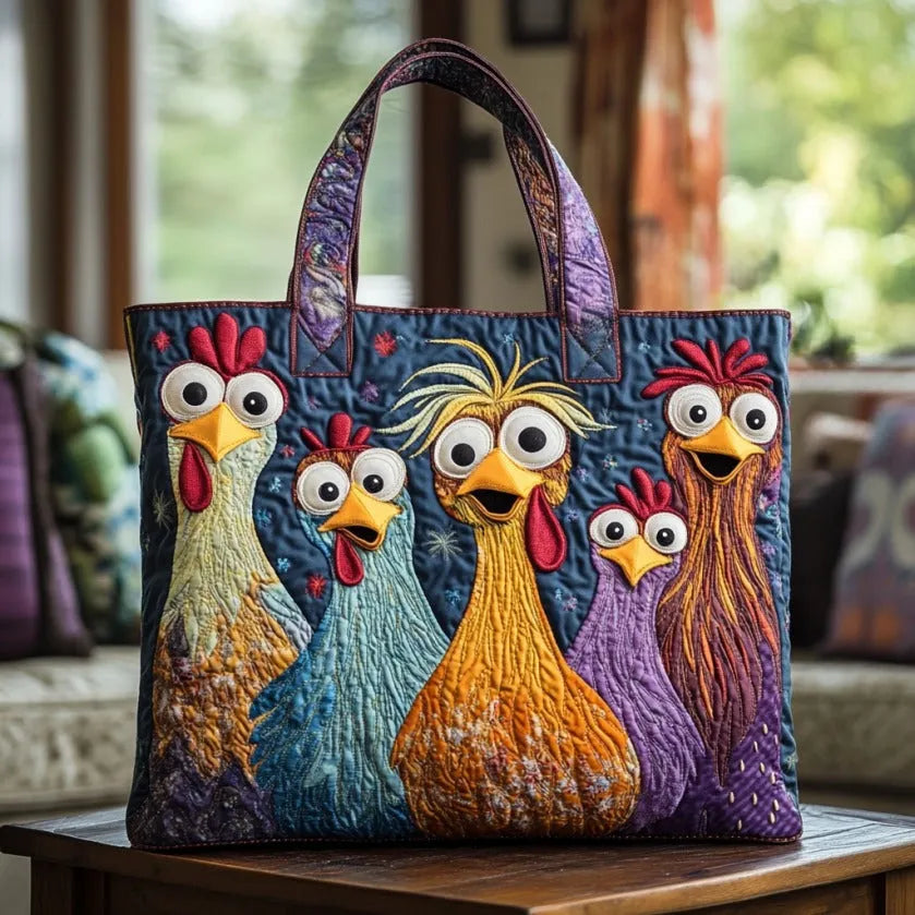 Bolsa Artesanal con Cinco Gallinas Coloridas