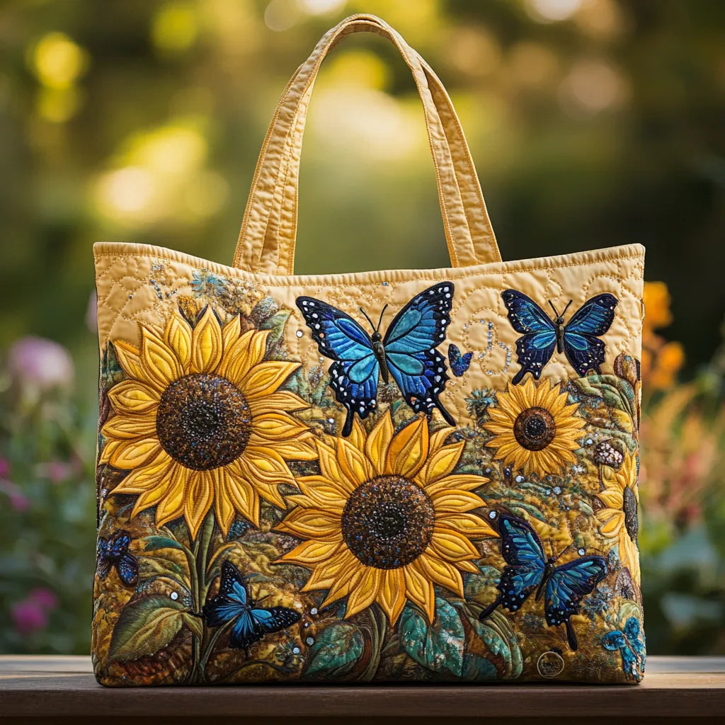 Bolsa Artesanal Girasoles y Mariposas Azules