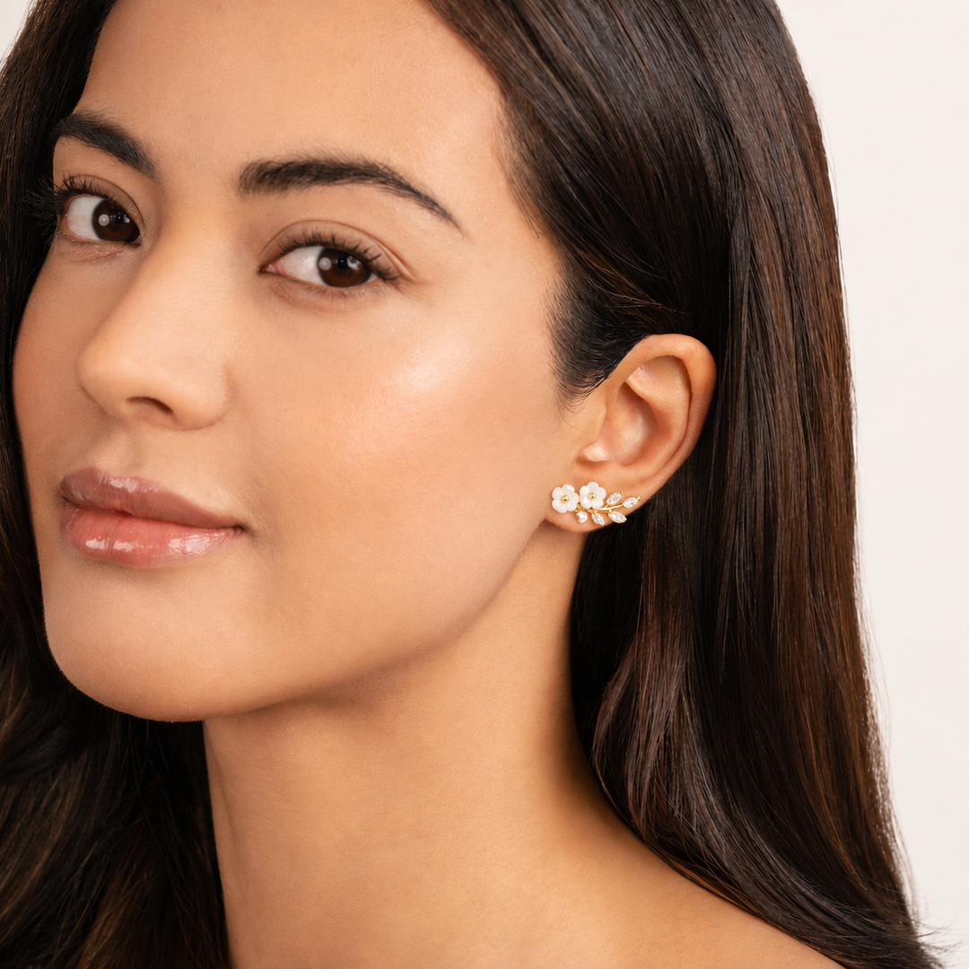 Pendientes Crystal Flor Blanco