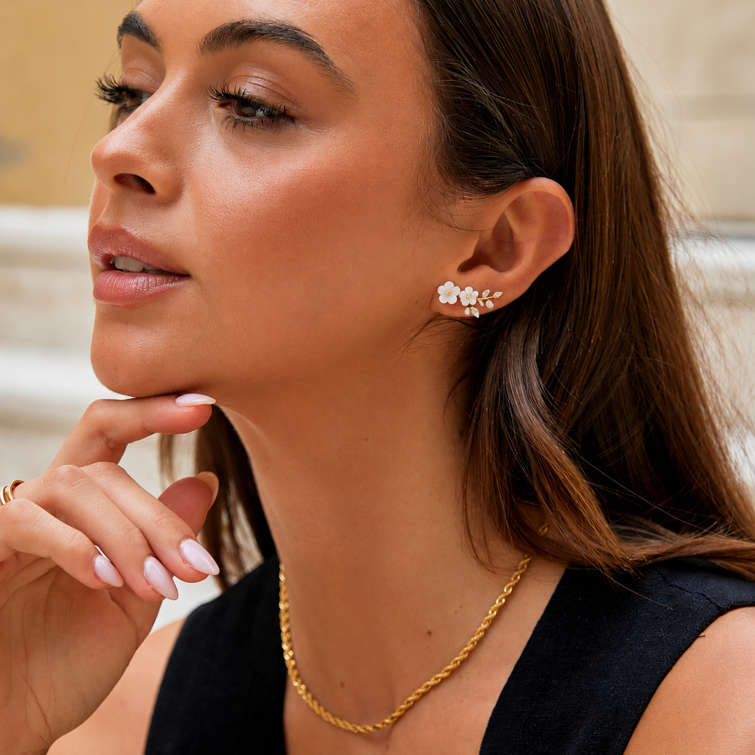 Pendientes Crystal Flor Blanco