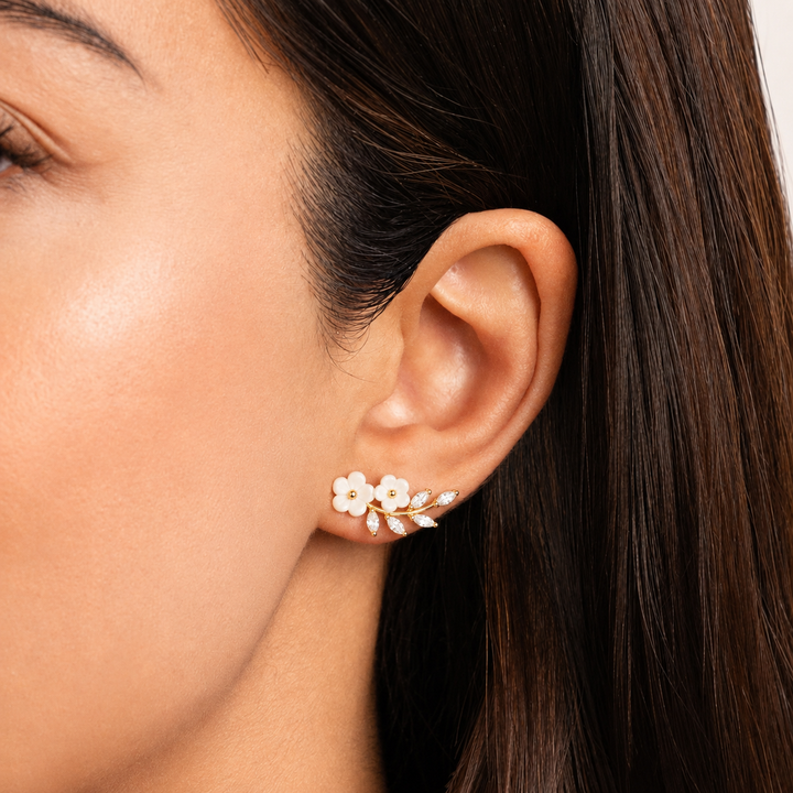 Pendientes Crystal Flor Blanco