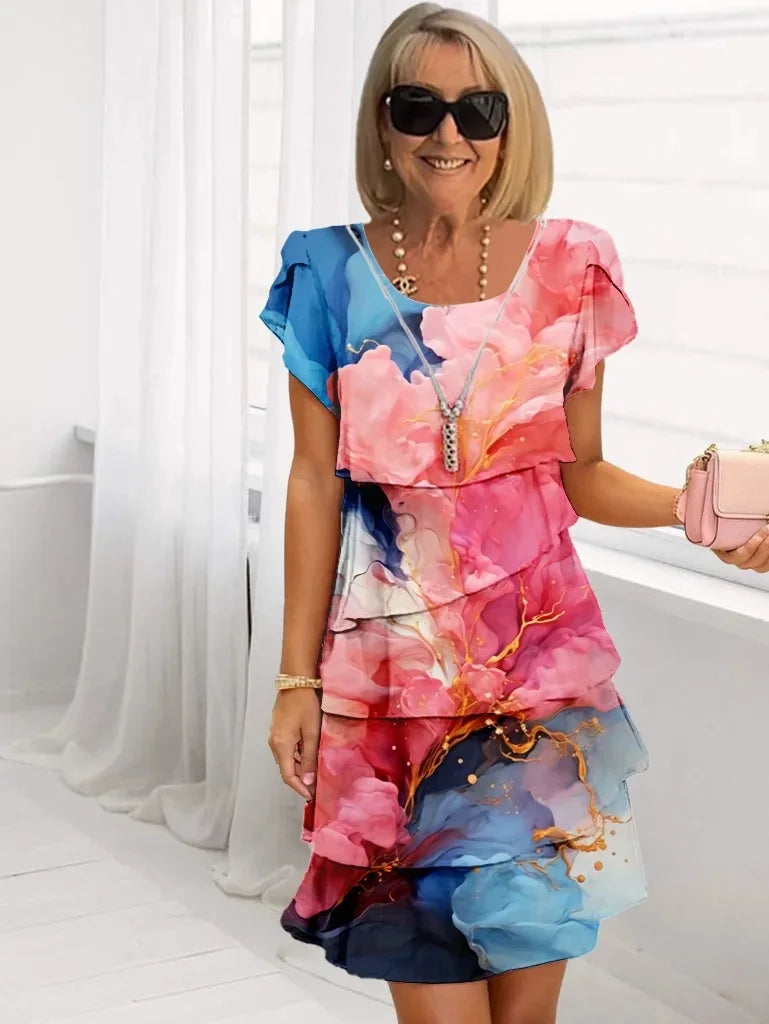 Adèle – Vestido elegante y fluido con volantes