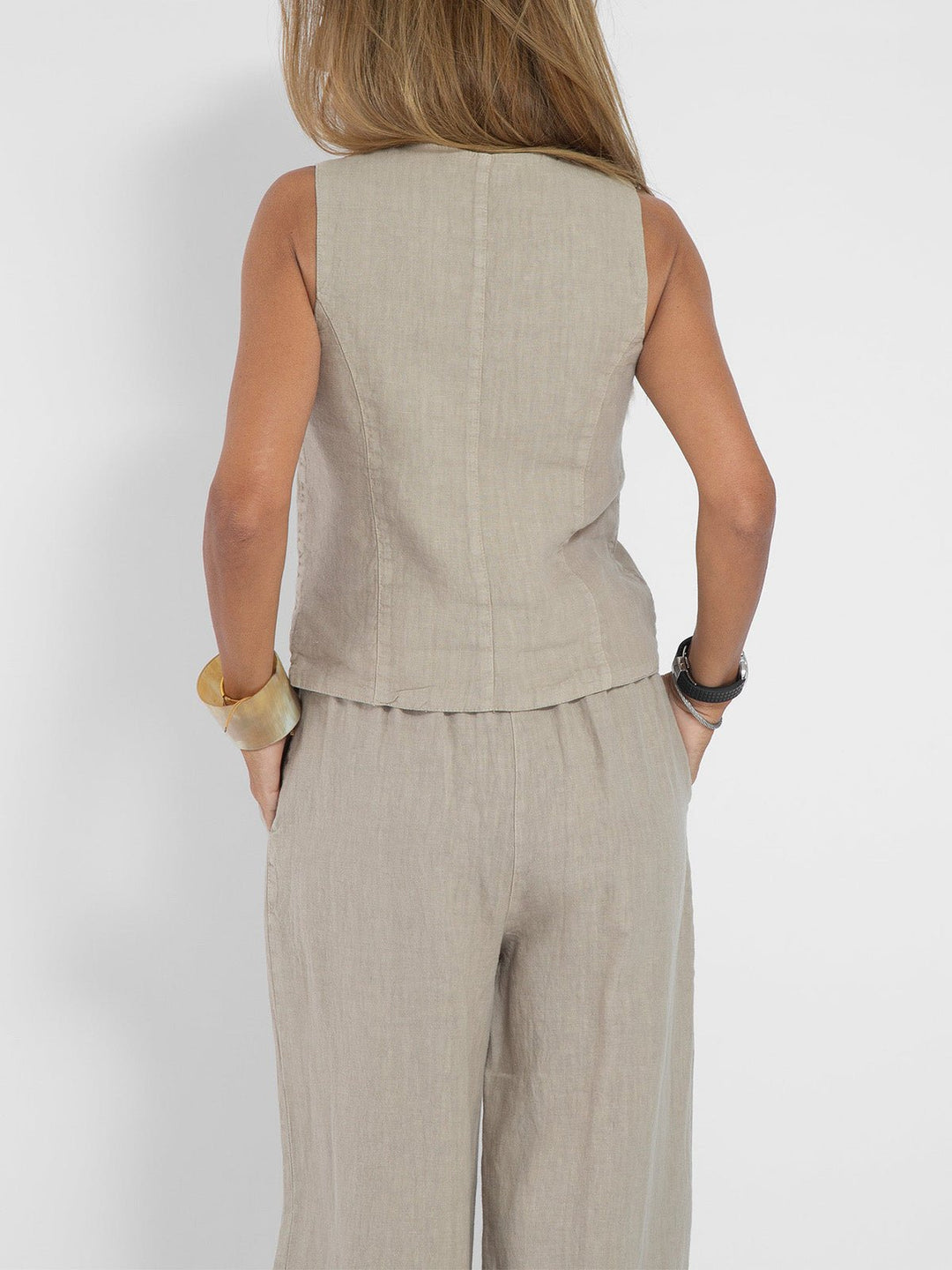 Aira – Conjunto elegante de dos piezas con chaleco y pantalón de pierna ancha - Navarro Granada