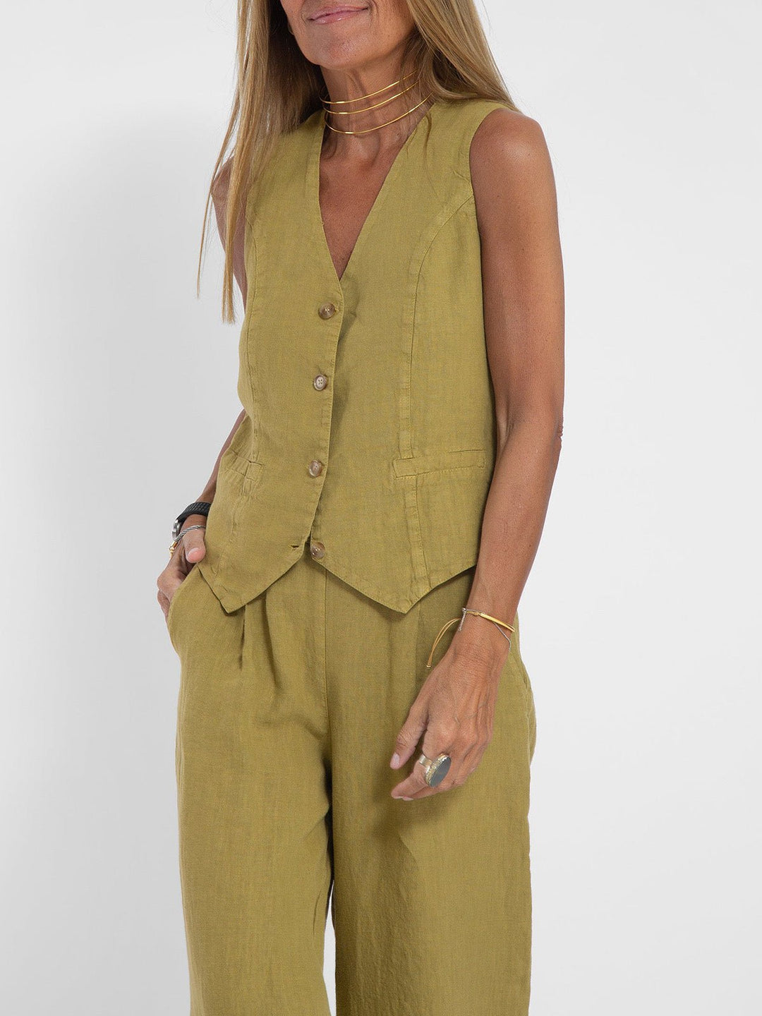 Aira – Conjunto elegante de dos piezas con chaleco y pantalón de pierna ancha - Navarro Granada