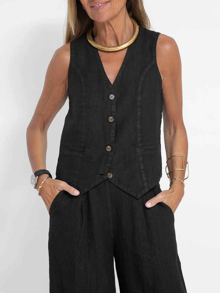 Aira – Conjunto elegante de dos piezas con chaleco y pantalón de pierna ancha - Navarro Granada