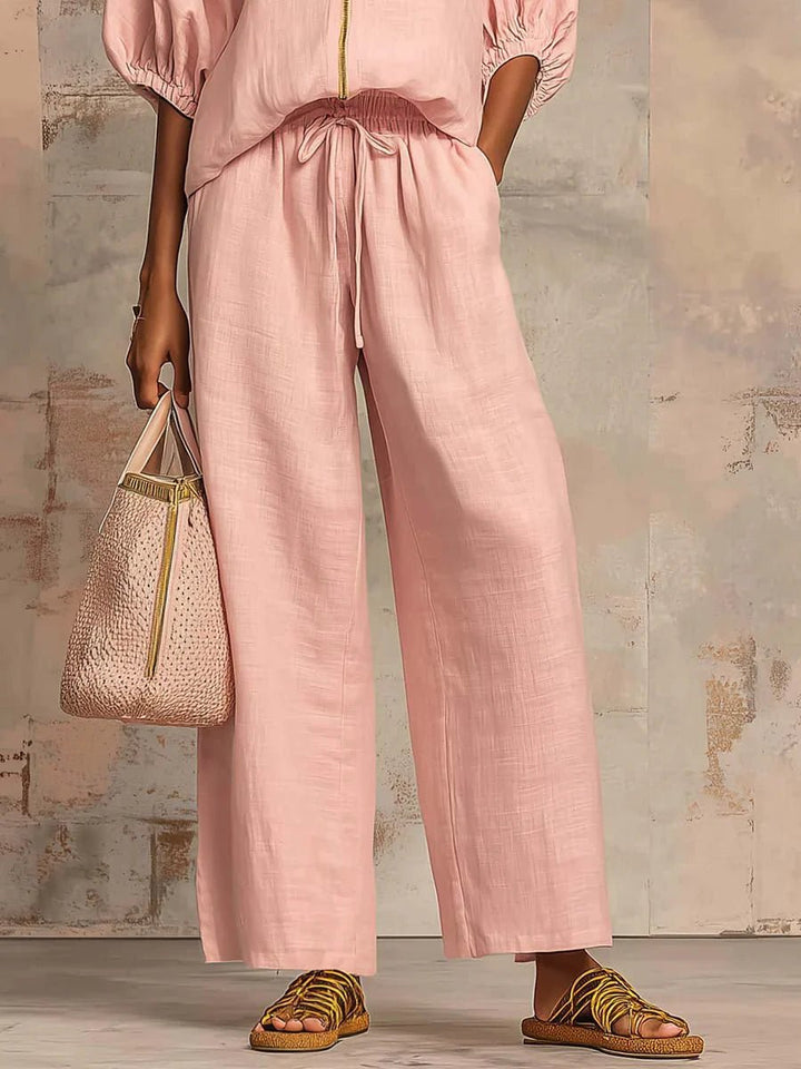 Alba | Conjunto de dos piezas: Camisa de estilo relajado y pantalón de pernera ancha - Navarro Granada