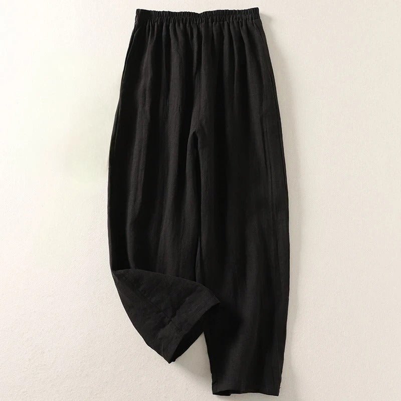 Amalia™ — Pantalón fluido de algodón y lino - Navarro Granada