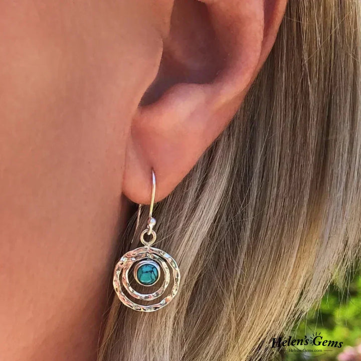 Pendientes Boho Saturno: Turquesa & Oro