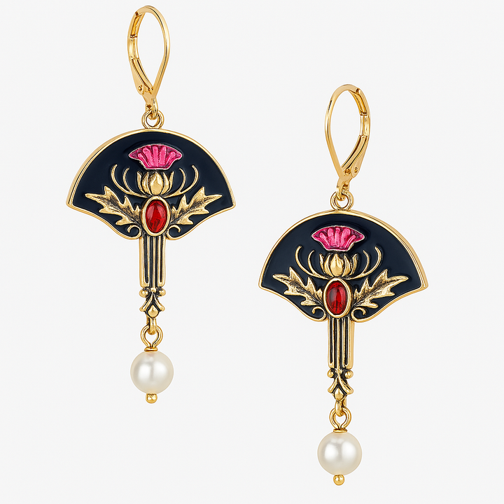 Pendientes Boho con Perlas y Cristal Rojo