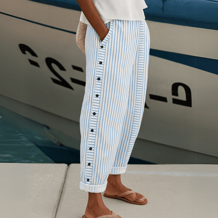 Caitlin | Pantalones de Botón a Rayas con Estilo - Navarro Granada