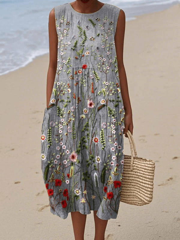Cara | Vestido de verano ligero y sin mangas Sleeveless Midi Dresses - Navarro Granada