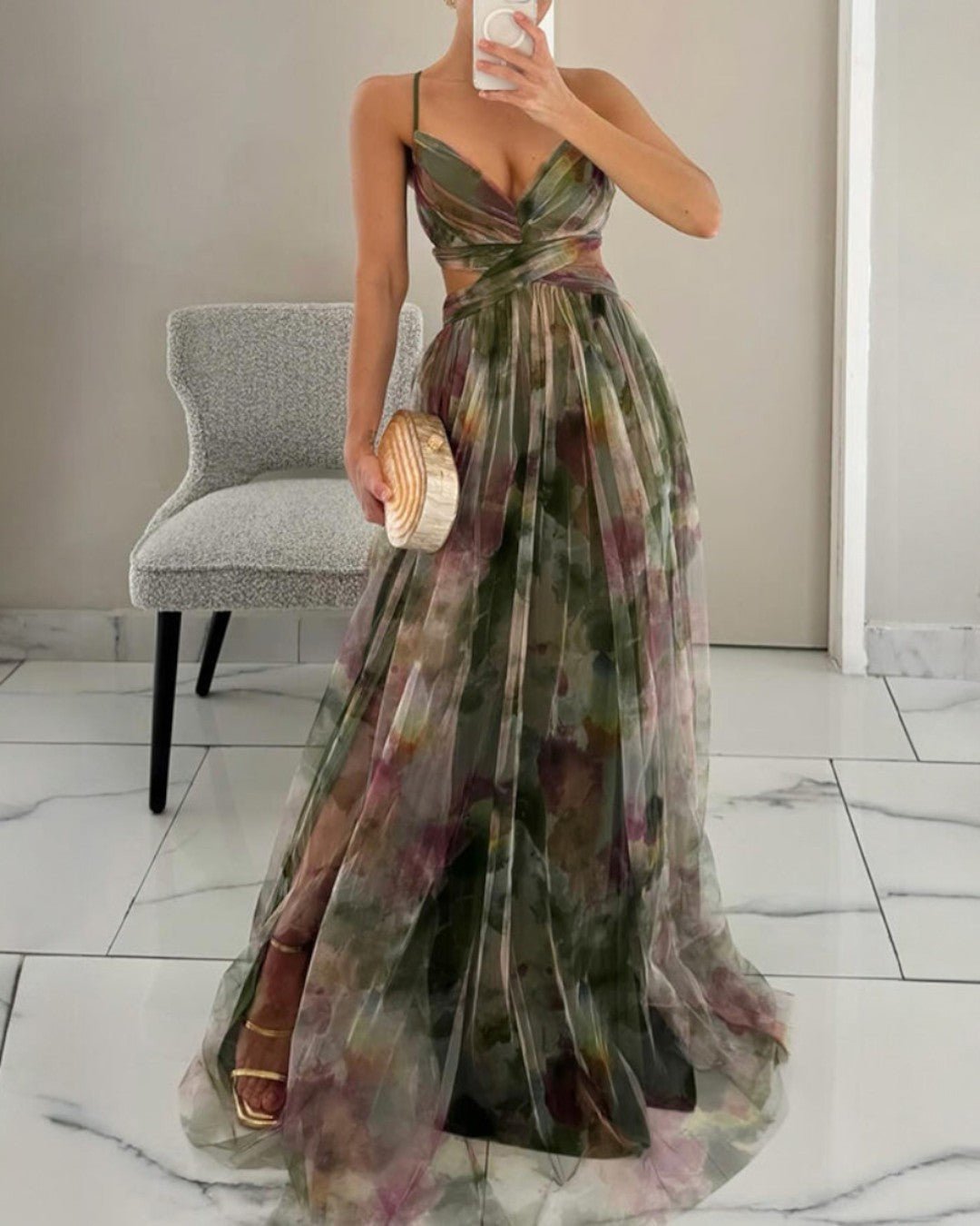 Claudia|™ Encantador vestido largo con estampado floral - Navarro Granada