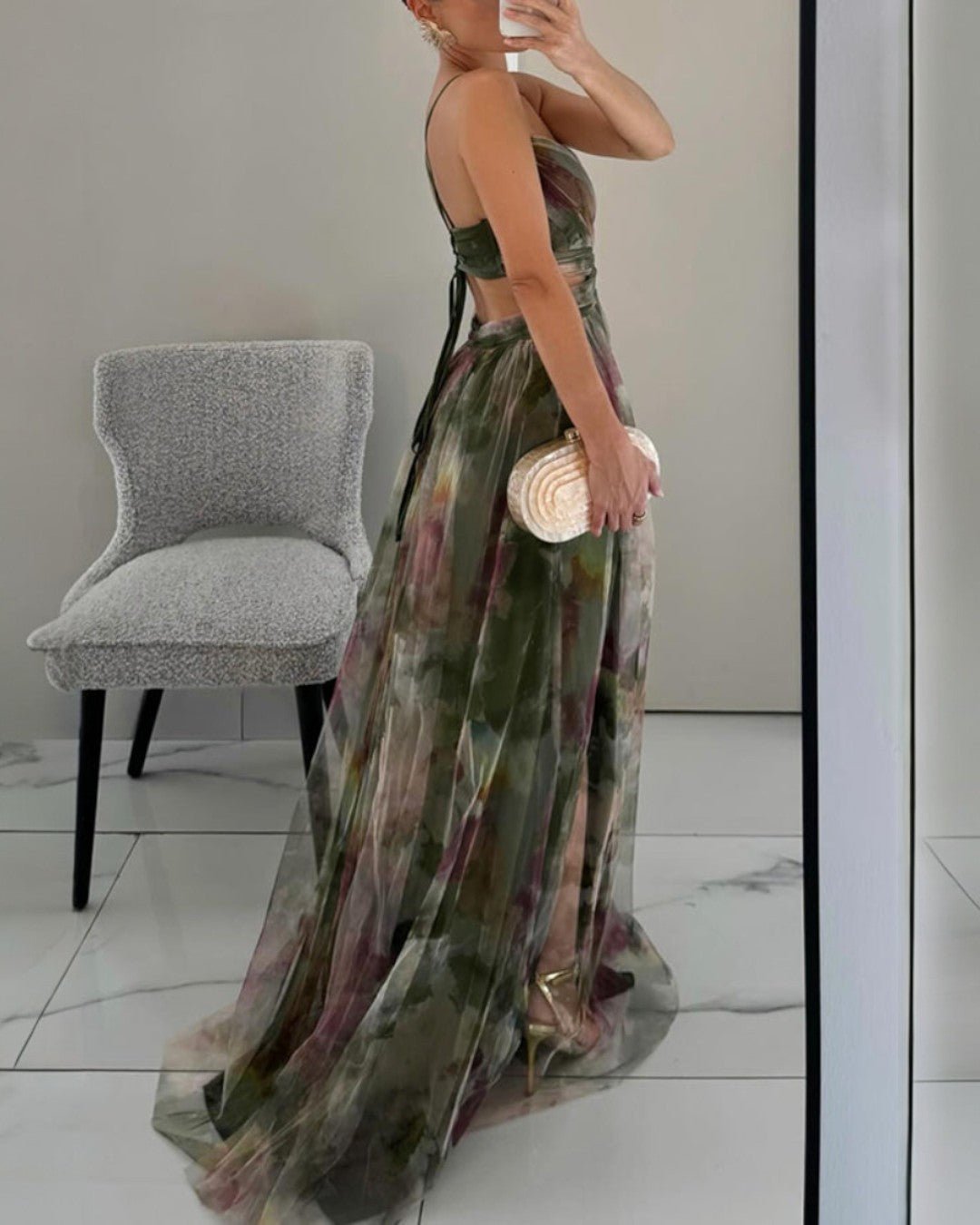 Claudia|™ Encantador vestido largo con estampado floral - Navarro Granada