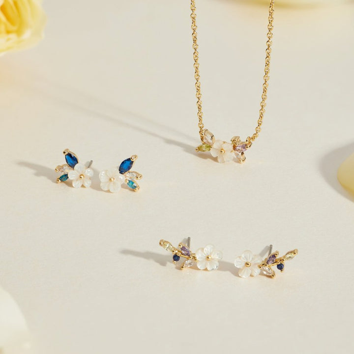 Pendientes Crystal White Blossom