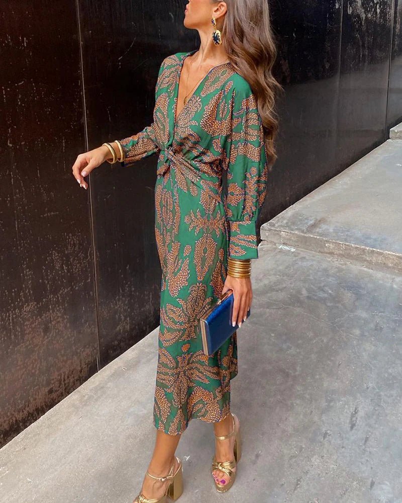 Dineke - Vestido elegante con mangas largas y estampado floral - Navarro Granada