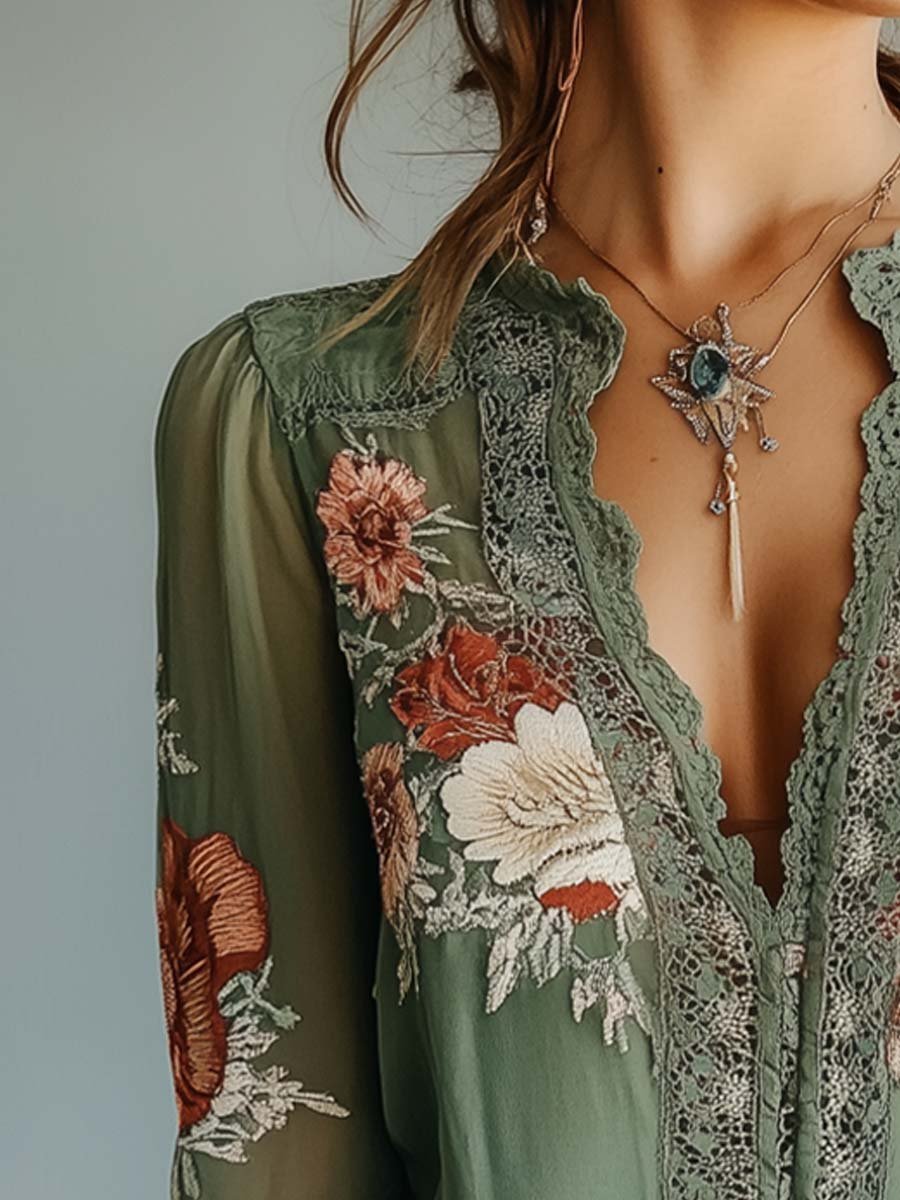 Elena · Blusa Encaje Floral Bohemia Shirts - Navarro Granada