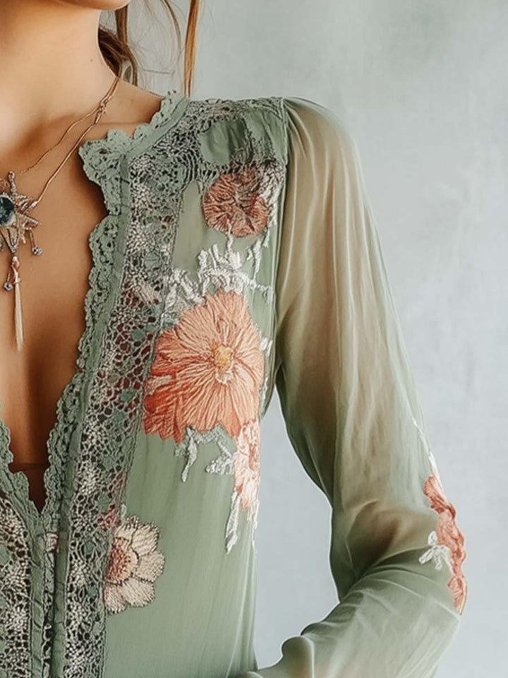 Elena · Blusa Encaje Floral Bohemia Shirts - Navarro Granada