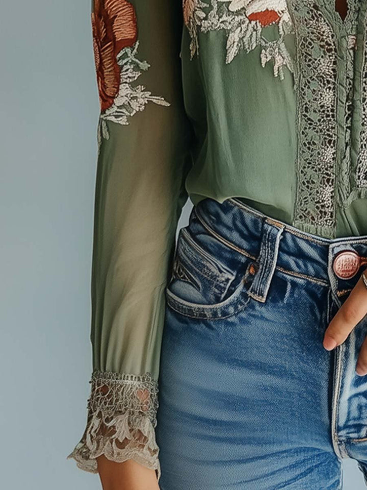 Elena · Blusa Encaje Floral Bohemia Shirts - Navarro Granada
