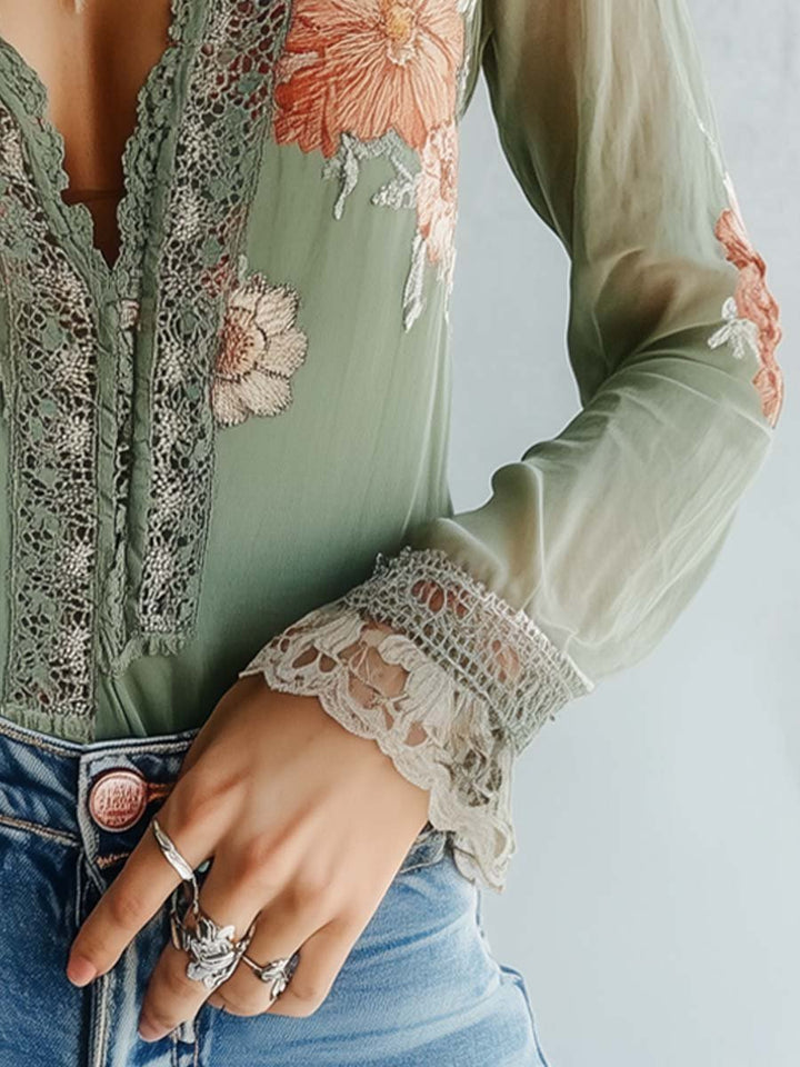 Elena · Blusa Encaje Floral Bohemia Shirts - Navarro Granada
