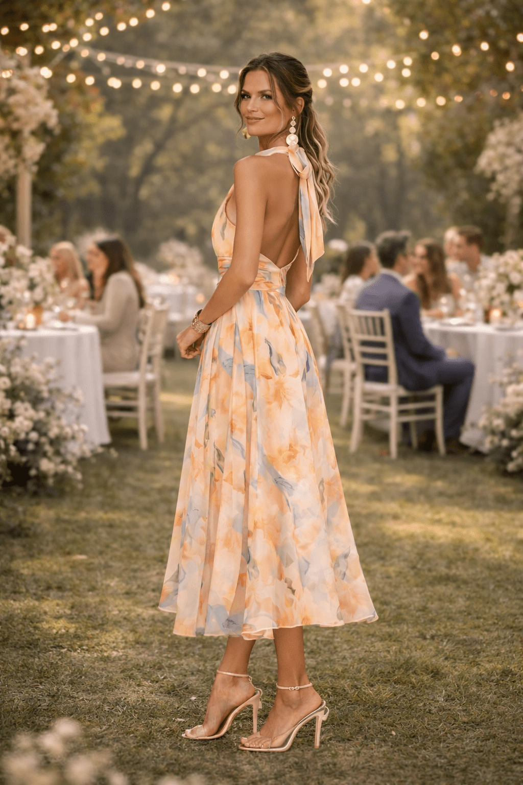 Esther™ | Vestido de Cuello Halter con Estampado de Acuarela - Navarro Granada