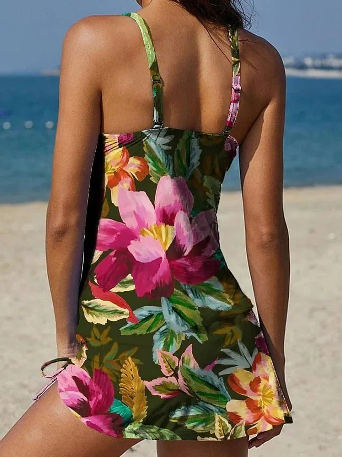 Fiesta – Tankini gráfico floral con short, efecto vientre plano Conjuntos de Tankini - Navarro Granada