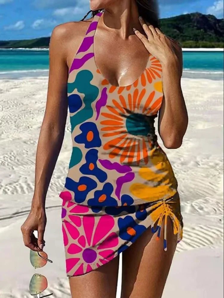 Fiesta – Tankini gráfico floral con short, efecto vientre plano Conjuntos de Tankini - Navarro Granada