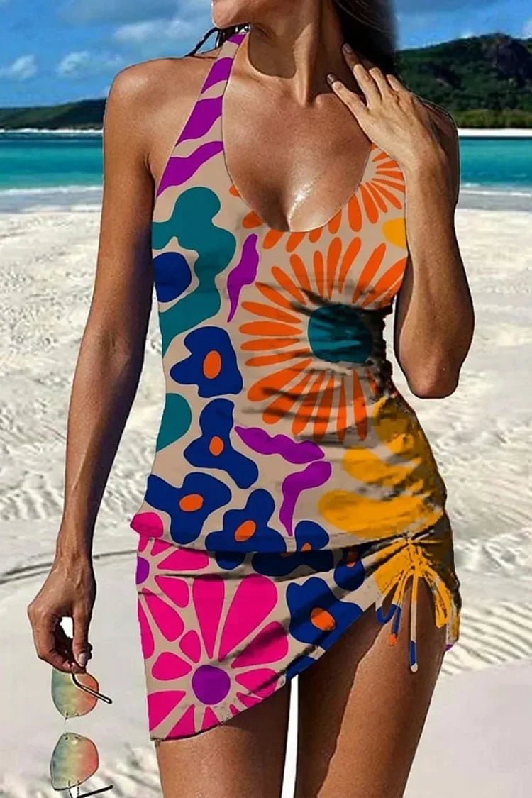 Fiesta – Tankini gráfico floral con short, efecto vientre plano Conjuntos de Tankini - Navarro Granada