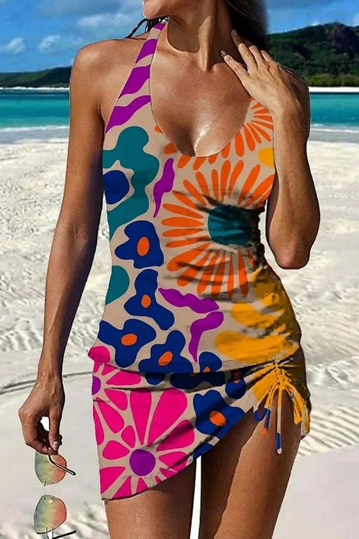 Fiesta – Tankini gráfico floral con short, efecto vientre plano Conjuntos de Tankini - Navarro Granada