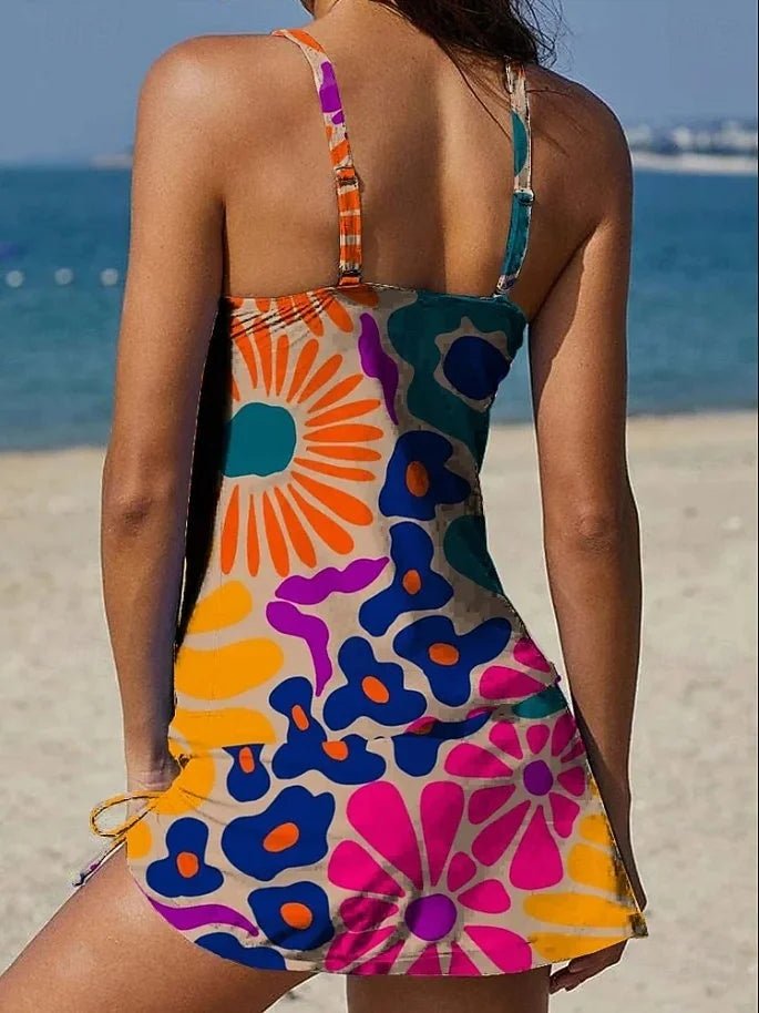 Fiesta – Tankini gráfico floral con short, efecto vientre plano Conjuntos de Tankini - Navarro Granada