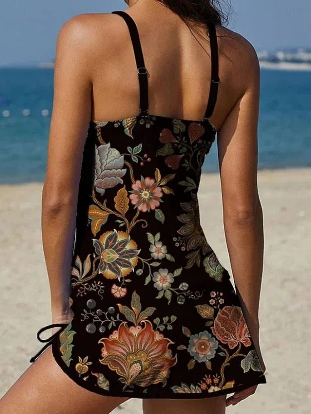 Fiesta – Tankini gráfico floral con short, efecto vientre plano Conjuntos de Tankini - Navarro Granada