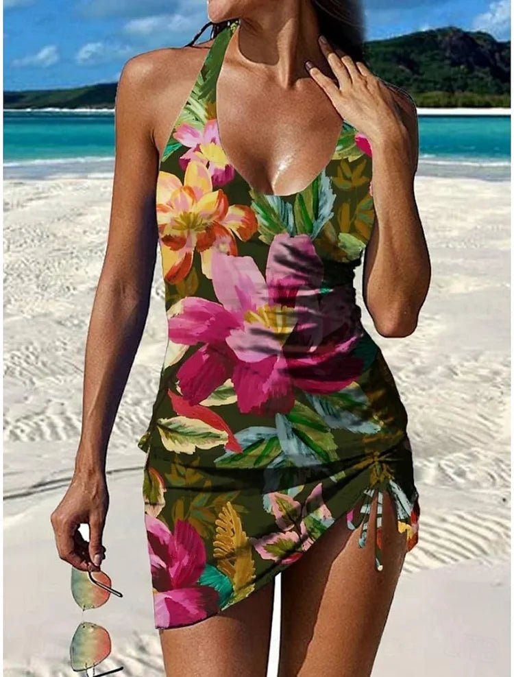 Fiesta – Tankini gráfico floral con short, efecto vientre plano Conjuntos de Tankini - Navarro Granada