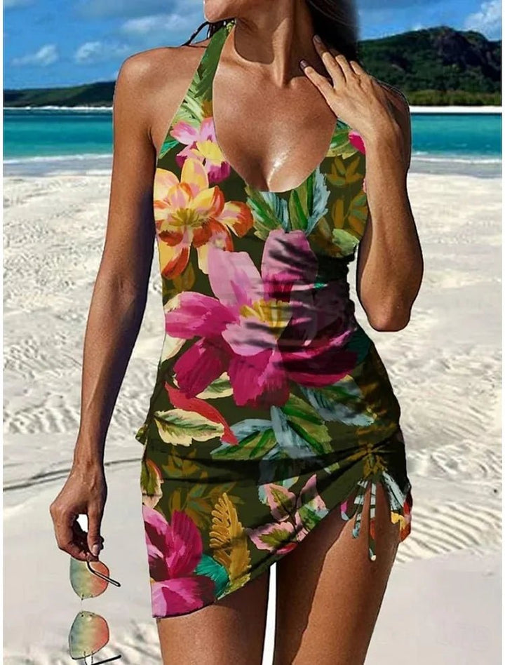 Fiesta – Tankini gráfico floral con short, efecto vientre plano Conjuntos de Tankini - Navarro Granada