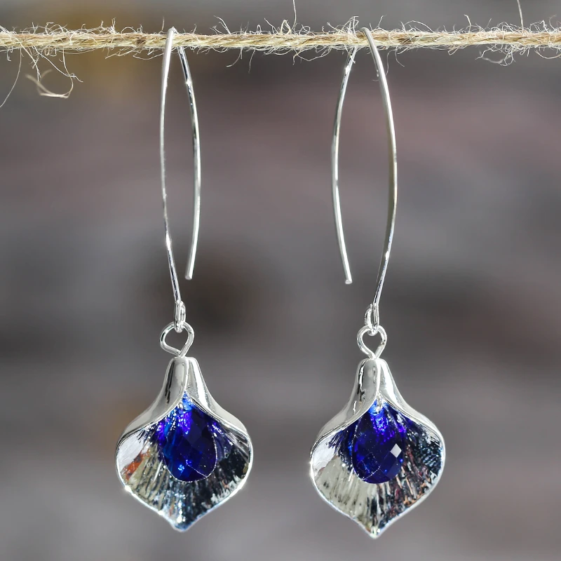 Pendientes de Piedra Azul color plata