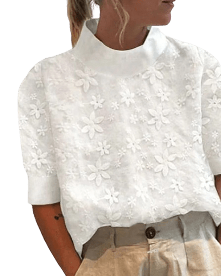 Isabela | Blusa de encaje con cuello alto - Navarro Granada