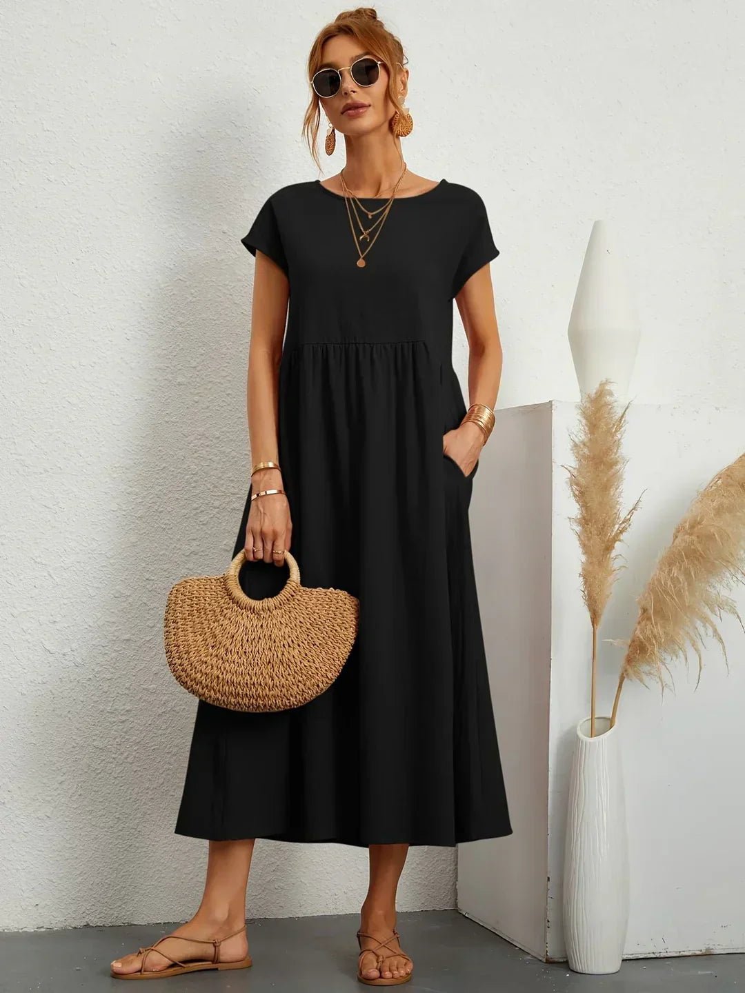 Maria™ — Vestido midi fluido de elegancia atemporal - Navarro Granada