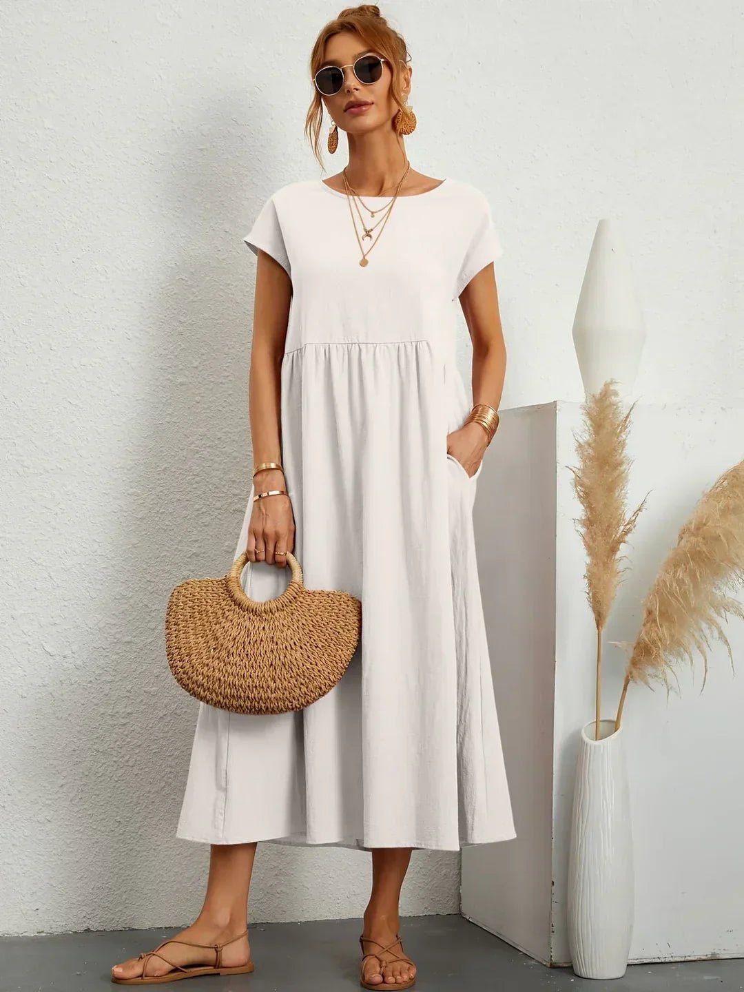 Maria™ — Vestido midi fluido de elegancia atemporal - Navarro Granada