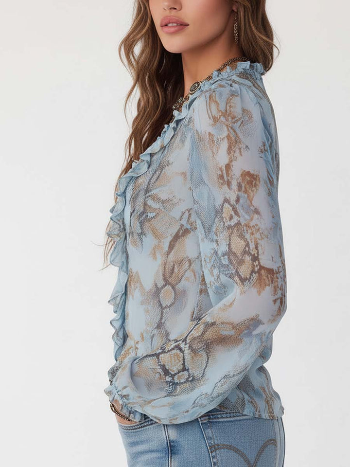 Marina · Blusa fruncida con cremallera dorada Long Sleeve Blouse - Navarro Granada