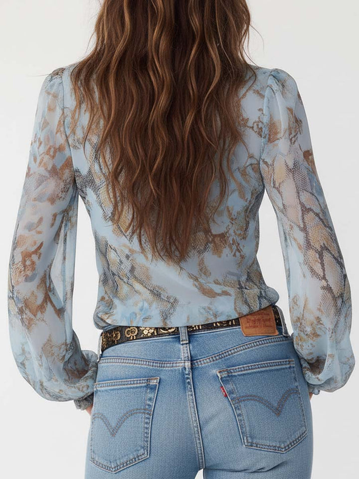 Marina · Blusa fruncida con cremallera dorada Long Sleeve Blouse - Navarro Granada