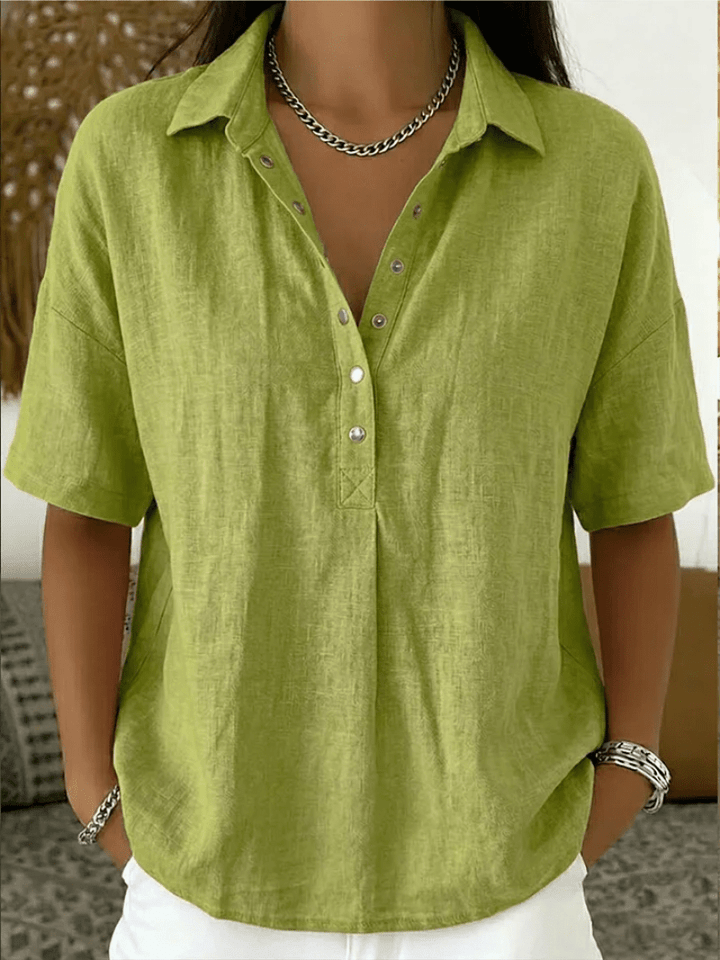 Navarro Granada | Blusa con cuello y detalle de botón (¡TEMPORALMENTE 1+1 GRATIS!) - Navarro Granada