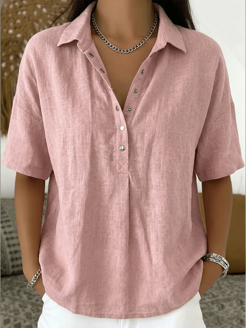 Navarro Granada | Blusa con cuello y detalle de botón (¡TEMPORALMENTE 1+1 GRATIS!) - Navarro Granada