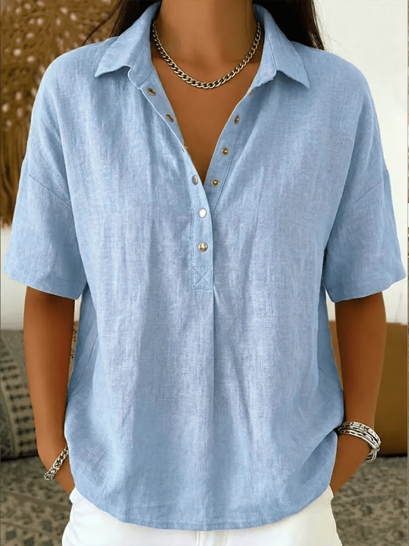 Navarro Granada | Blusa con cuello y detalle de botón (¡TEMPORALMENTE 1+1 GRATIS!) - Navarro Granada