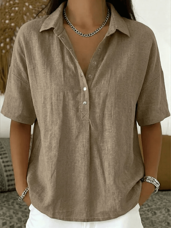 Navarro Granada | Blusa con cuello y detalle de botón (¡TEMPORALMENTE 1+1 GRATIS!) - Navarro Granada
