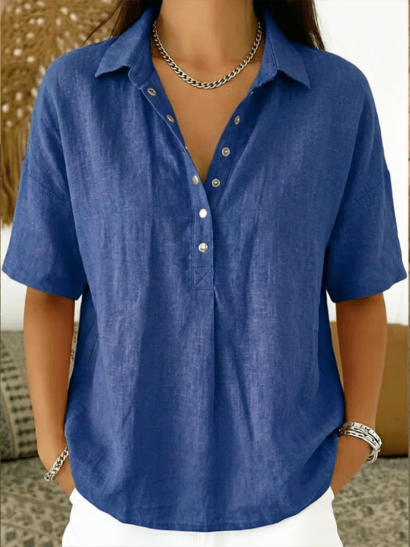 Navarro Granada | Blusa con cuello y detalle de botón (¡TEMPORALMENTE 1+1 GRATIS!) - Navarro Granada