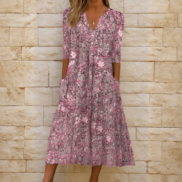 OLIVIA | VESTIDO ELEGANTE CON ESCOTE EN V - Navarro Granada