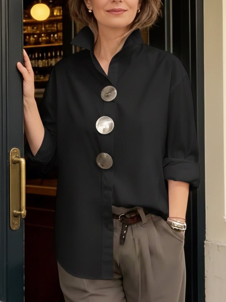 Rosalind | Blusa con Cuello Alto y Botones Declarativos TOP - Navarro Granada