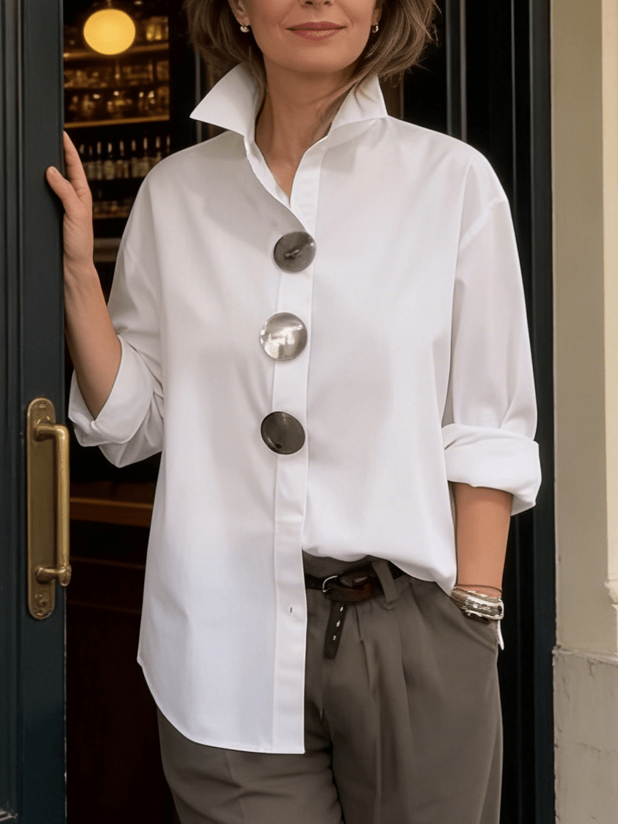 Rosalind | Blusa con Cuello Alto y Botones Declarativos TOP - Navarro Granada