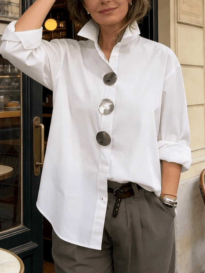 Rosalind | Blusa con Cuello Alto y Botones Declarativos TOP - Navarro Granada