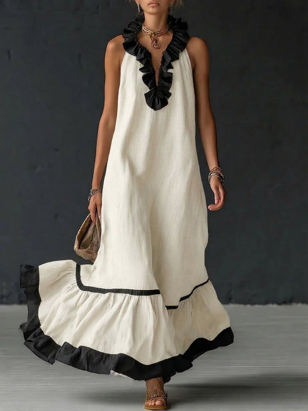 Vestido largo elegante con volantes - Navarro Granada